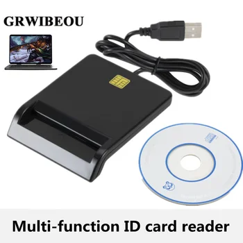 GRWIBEOU 다기능 ID 카드리더 블랙 스마트 세금 반환은행 ID 카드리더기 Sim 카드 전화,스마트 칩이 리더의 LED 표시기