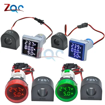 AC60-500V110V220V 전압계 전류계 HZ 주파수를 Hertz M22mm 디지털 방식으로 현재 Amp 전압 신호 라이트 LED 램프 표시