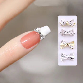 10 지르콘 금속 매력 럭셔리 활 매듭 나비 3D 금 합금 수정같은 모조 다이아몬드를 위해 반짝이 장식 못 액세서리
