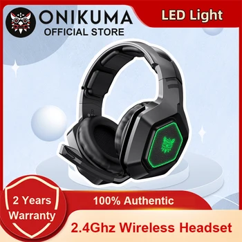 ONIKUMA K10 2.4Ghz 무선 헤드셋이머 LED3.5mm 선 헤드폰으로 유연한 소음 취소 마이크 서라운드 사운드에 대한 PC 게임