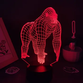미국 영화탄 3D 램프 RGB Led 빛의 다채로운 생일 선물로 친구를 위한 침실 테이블 장식은 동물의 고릴라