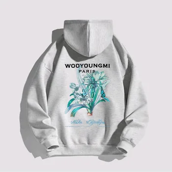 무료배송 Wooyongmi 후드 WYM 남성 면 럭셔리 디자이너 스웨터 한국 여성 가을과 겨울에 옷 꽃 Hoodie