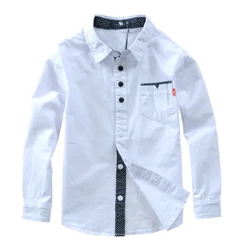뜨거운 판매 어린이는 소년의 셔츠 봄 2023 패션 솔리드 컬러 아이들을 아셔츠 아이들 의류 셔츠 흰 긴 3-12 세
