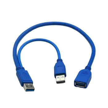 블랙 USB3.0Y 유형 케이블은 두 개의 USB3.0 남 USB 암 Y 케이블에 대한 외부 하드 디스크에 별도 전원 30cm50cm
