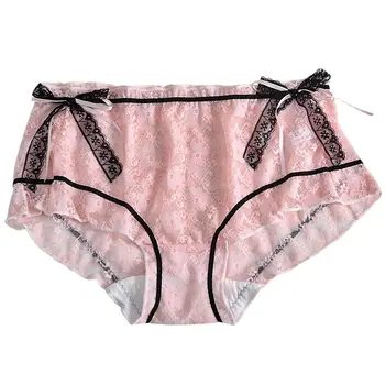 플러스 사이즈 여성 일본 스타일의 섹시한 란제리 유혹 팬티 로리타 팬티 Bowknot 빈 투명한 여성 Underwear110KG