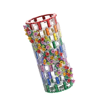 473Pcs MOC 빌딩 블록병 모델 줄기 장난감 호환되는 꽃과 꽃다발 10280Kit-백색 투명