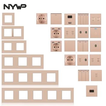nywp 벽 탑재 모듈 diy 유럽 표준 PC 황금판 power socket 버튼 스위치 기능은 조합
