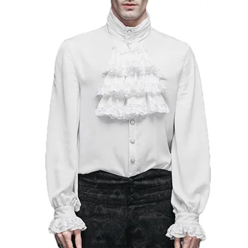 백색 면&레이스 프릴 칼라 고딕 양식의 셔츠 뱀파이어는 해적 코스프레 옷 애니메이션 할로윈 빅토리아 중세 Top