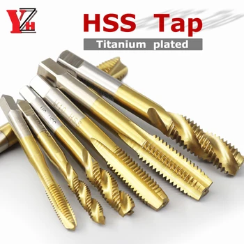 미터 HSS 탭 티타늄 도금 바로/나선형 플루트 스레드 기계를 위한 금속 M2M2.5M3M3.5M4M6M8M10M12M14M16M18M20