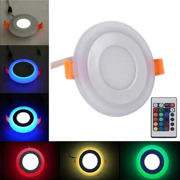 라운드 LED 패널 빛 6W9W16W24W3 모형 LED 램프 두 배 색깔 위원회 빛 RGB 차가운 백색/RGB 온난한 백색을 가진 원격 제어