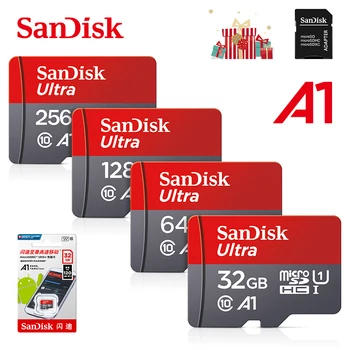 100%SanDisk 마이크로 SD 카드 128gb 클래스 10 32gb256gb 메모리 카드 64gb A1cartao de memoria 스마트폰/태블릿+SD 어댑터