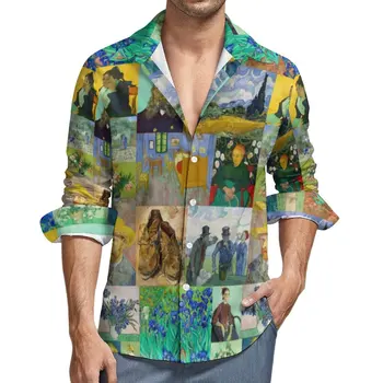 반 고흐는 캐주얼 셔츠 컬렉션 그림의 긴 소매 티셔츠 트렌드 스트리트 스타일 블라우스 가을 사용자 정의 플러스 사이즈 4XL