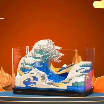 유명한 그림 어항 마이크로 다이아몬 차단한 일본 장난감기:는 카나가와 물고기 탱크는 미니축 벽돌 Led