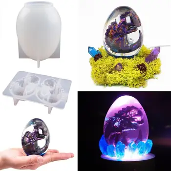 드래곤 볼 가벼운 수지 형 DIY 계란 모양 촛불 금형 실리콘 금형 공룡알 홈 형