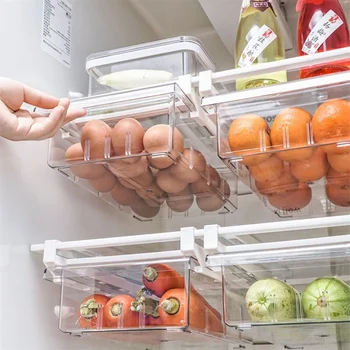 장 서랍에 주최자는 냉장고 저장통을 당겨와 손잡이 주방 홀더 선반 저장 상자 공간에 대한 컨테이너 달걀