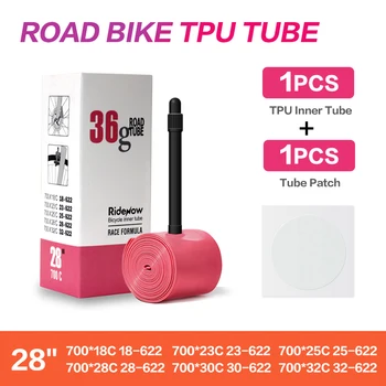 RideNow 초경량 자전거 내부 튜브와 패치 키트 700-32c 도로 자전거 TPU 타이어 45/65/85mm 길이 프랑스 슈퍼 밸브 튜브 빛