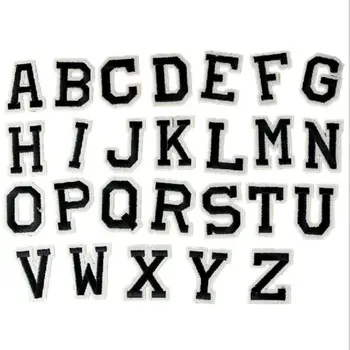 1PC A-Z 영어 알파벳 편지 헝겊 조각에 의하여 수를 놓는 패치에 철 의류를 위한 배지 붙여넣기 옷을 위한 부대 바지 꿰매는 청바지