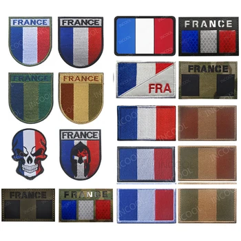프랑스 국기에 의하여 수를 놓는 헝겊 조각 프랑스 플래그 상징 IR 적외선 반사의 군사 헝겊 조각 자수 배백 캡