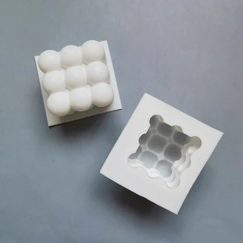 버블 큐브의 초 실리콘 금형 3D 아로마 테라피 석고 초 손으로 만든 베이킹 초콜릿 디저트 케이크 금형 공구