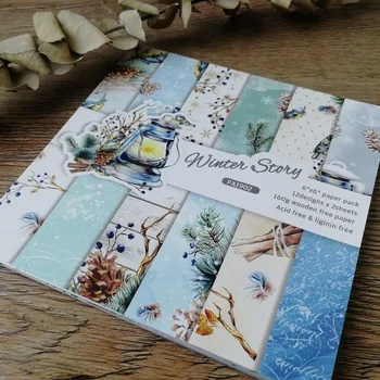 겨울 이야기 꽃무늬 종이 스크랩 종이 팩을 수공예지 기술 배경 패드 단면 인쇄