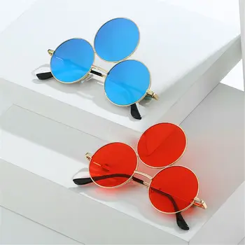 재미있은 선글라스는 세 개의 렌즈 눈 3 라운드에 대한 남성 여성 금속 빈티지 태양 안경 UV400 태양 그늘을 패션 Eyewear