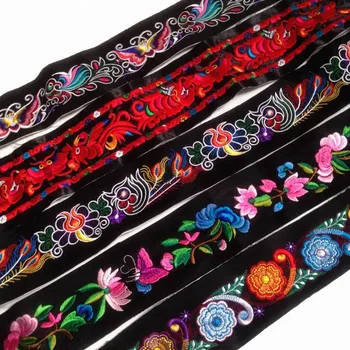1M 민족본 DIY 드레스 꽃 장식 직물 수를 놓