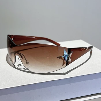 KAMMPT 무테 선글라스 남성 여성 2022 패션 한 조각을 기울의 야외 음영을 안경 럭셔리 브랜드의 디자인이 태양 안경