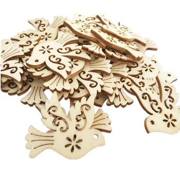 30pcs 나무로 되는 새 조각 귀여운 동물성 모양 장식은 미완성된 나무 장식을 위해 파티를 장식이 DIY 용품