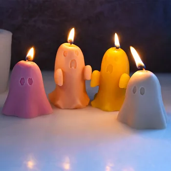 할로윈 Diy 재미있은 유령이 촛불을 실리콘 금형 형을 만들의 비누 찡 꼭두각시 아로마 테라피 캔들 장식 금형