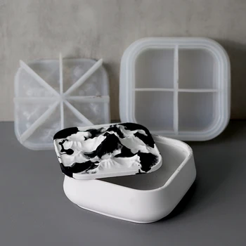 콘크리트 저장 상자는 실리콘 금형 DIY 눈 산양 촛불이 항아리 뚜껑을 가진 석고 시멘트 형 수지 수공예 홈