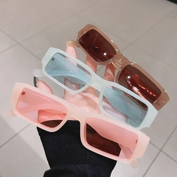 그래서&EI 복고풍의 작은 사각형 선글라스는 여성들의 패션 트렌드 젤리 색 색 UV400 보호 안경 남자 광장은 녹색 분홍색이 태양 안경