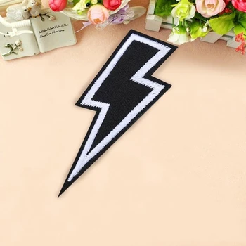 2Pcs 자 수 패치 Lightning 로고에 철 패치를 의류를 위한 펑크 옷을 철 패치 기능