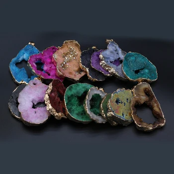 자연적인 돌 크리스탈 펜 던 트 불규칙한 황금 자연 보석 만들기에 대 한 매력을 디자인 Reiki 치유 목걸이 귀걸이 선물