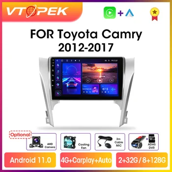Vtopek4G 면 2din 안드로이드 11 자동차 라디오를 위한 Toyota Camry8 50 55 2012-2017 자동차 멀티미디어 플레이어 탐색 머리 단위 GPS