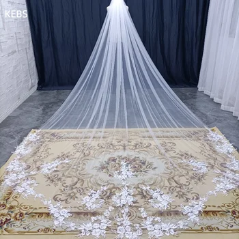 400cm 긴 라이브 촬영 고품질의 결혼식 베일에 특별한 절단 왕실의 신부막으로 반짝이 레이스 베 웨딩 액세서리