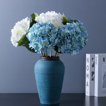 47cm 인공적인 국 꽃의 결혼식 장식 수 국 단일 두 개의 리프 국 꽃 홈 꽃