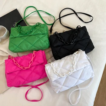 광택이 없는 분홍색 마름모꼴 핸드백 디자이너에 대한 여성 다운 깃털 가방 체인 Tote 지갑 숙녀를 위한 어깨 가방 쇼핑 가방