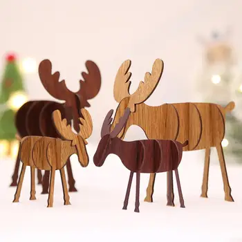 크리스마스 DIY 나무 사슴 펜던트는 접합을 나무 사슴 공예 아이 선물한 크리스마스 파티 데스크톱품