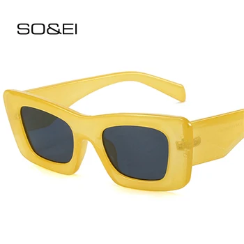 그래서&EI 패션 스퀘어 여자 사탕 색상의 선글라스 색 UV400 보호 복고풍의 남성 그린 눈 태양 안경 트렌드