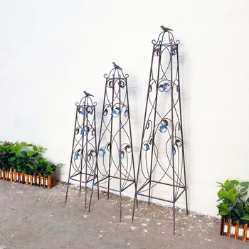 120/100/80cm 타워 오벨리스크는 정원 격자 3pc/set 금속 정원의 식물 구조 등산 포도나무 꽃 철 지원 스탠드