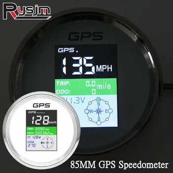 85MM GPS 속도계 LCD 디지털 방식으로 GPS 속도 측정 여행 ODO COG 배를 위한 해양 자동차 계기 kmh 매듭 mph GPS 센서