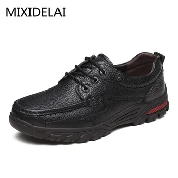 MIXIDELAI 평 새로운 도착 본격적인 브랜드 남성 가죽츠 신발 플러스 사이즈 38-48Handmade 카 신발