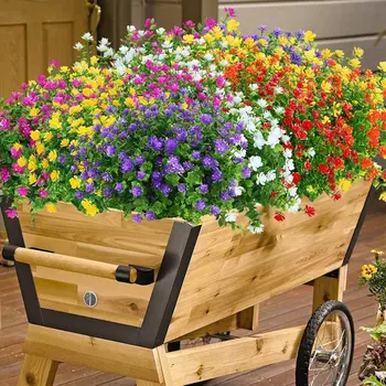 5 인조의 꽃을 위한 옥외 장식 봄 여름 장식 UV 저항하는 플라스틱 녹지 관목을 집 정원 장식