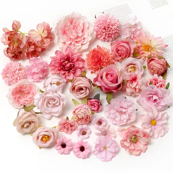 대량 분홍색 꽃 머리 결혼식을 위한 가정 장식 DIY 가짜는 꽃 장식 생일 파티 공예관 장식