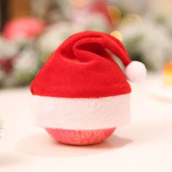 3 세 미니 크리스마스 산타클로스 모자 모자 크리스마스 Apple 포도주 부대 병 뚜껑 크리스마스 선물을 위한 모자를 새로운 해 트리 장식