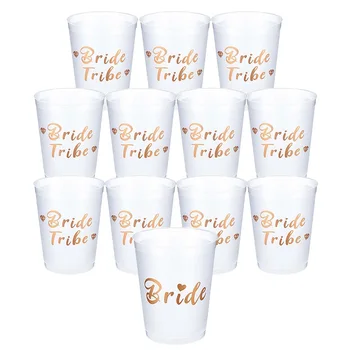 팀은 신부 컵 신부 샤워 파티 플라스틱 컵 로즈 골드 팀은 신부를 마시는 컵 처녀 암탉이 결혼식 장식 용품
