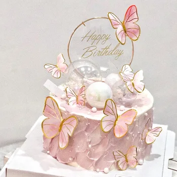 화려한 장식 조각이 나비이 케이크 상품은 행복한 생일 파티를 장식 베 샤워기물 케이크 디저트 상품 결혼식 장식