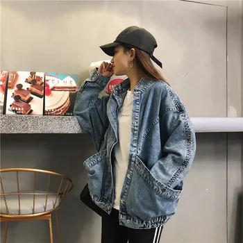 봄 가을 뜨거운 판매 새로운 한국의 패션은 데님 재킷 여자가 우연한 숙녀가 착용 좋은 재킷을 저렴한 도매 Dropshipping