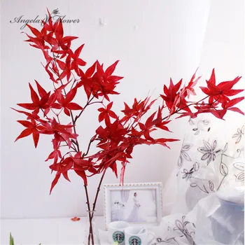 가을 5 분기 32 잎이 단풍잎은 가짜 인공적인 실크 꽃 녹색 식물로 장식한 집 크리스마스 파티 가든 결혼식 벽