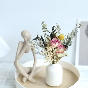 새 미니 실제 자연 건조한 꽃다발을 가을 장식했 해바라기 안개초의 식물을 만드는 DIY 결혼식 사진